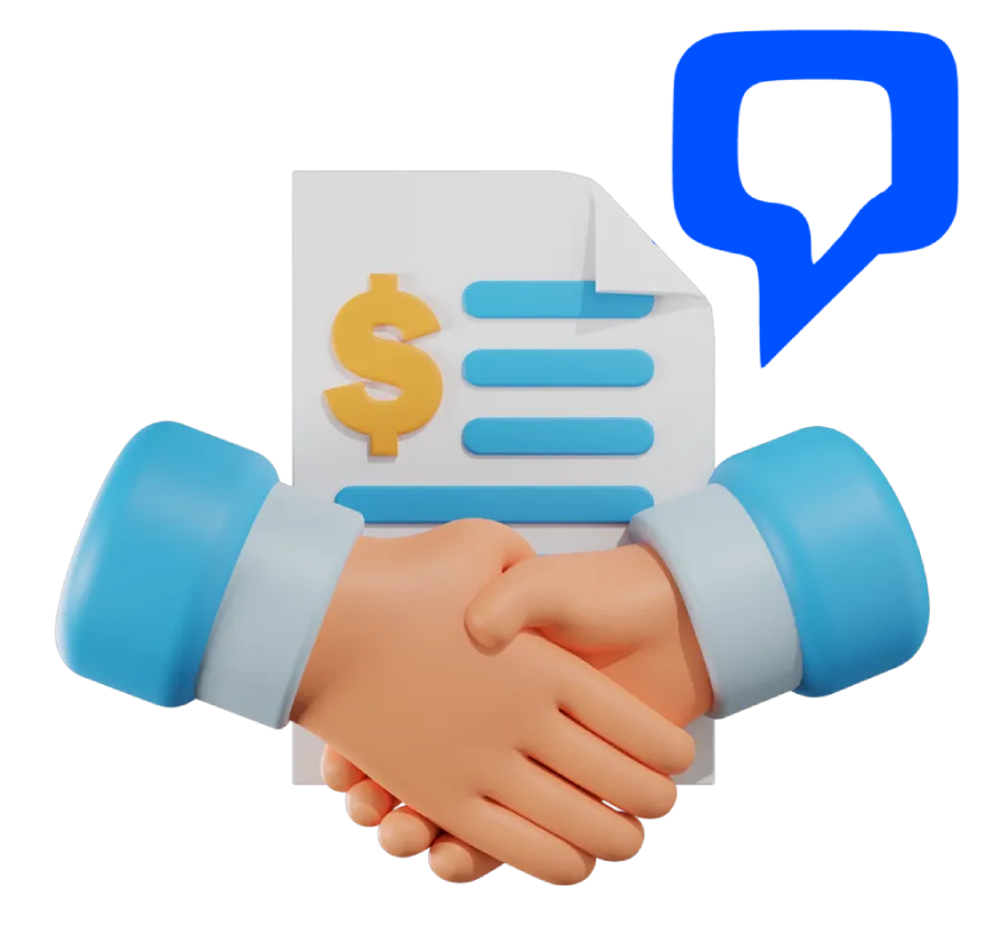 Profissionais de contabilidade apertando as mãos, simbolizando o fechamento de um contrato de serviços contábeis com sucesso.